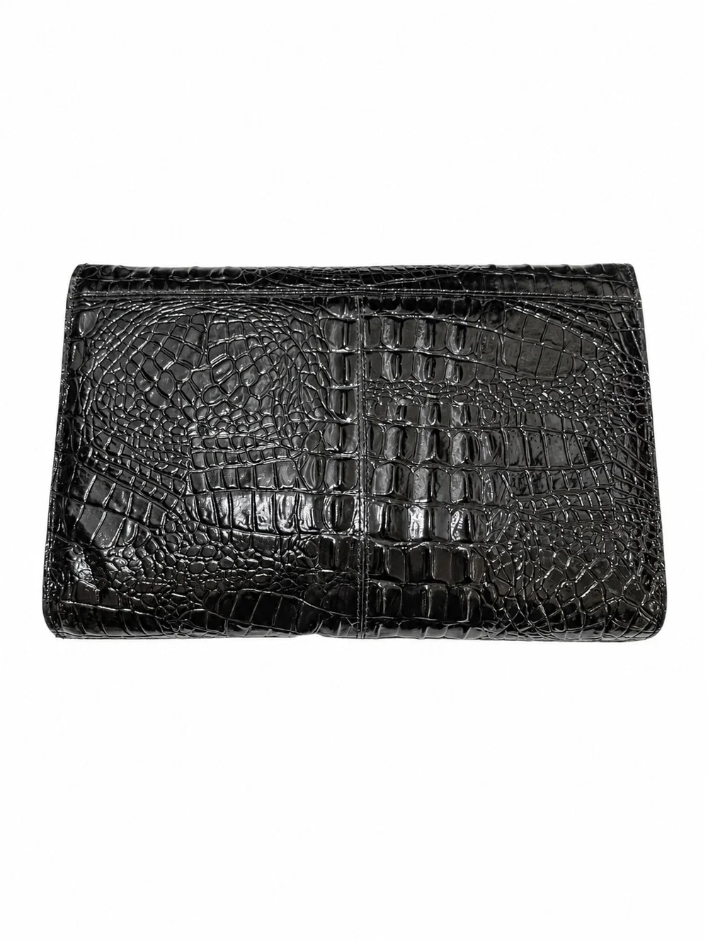 Vintage Crocodile Embossed Patent Leather Envelope Clutch